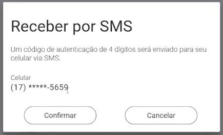 Confirmação do número de celular para envio do SMS