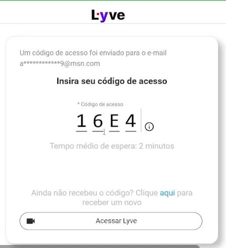 Tela para digitar o código de 4 dígitos recebido