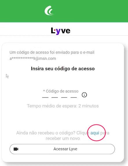 Tela solicitando código de e-mail com link para trocar método