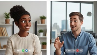 Tela da videoconferência com o agente e o cliente